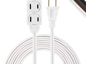 شريط طاقة GE 3-Outlet ، سلك تمديد 12 قدمًا ، شقان ، مقياس 16 ، أغطية منفذ أمان ملتوية لإغلاق ، مصنّف في الأماكن المغلقة ، مثالي للمنزل أو المكتب أو المطبخ ، مدرج في قوائم UL ، أبيض ، 51954