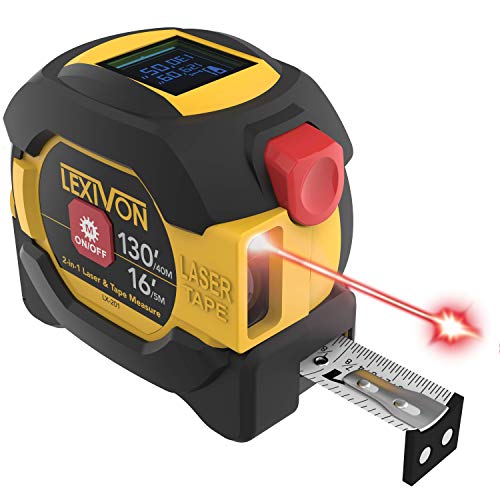 LEXIVON 2 في 1 شريط قياس رقمي بالليزر | عرض عداد مسافة الليزر 130 قدم / 40 متر على شاشة LCD بإضاءة خلفية مع شريط قياس قفل تلقائي 16 قدم / 5 متر | قدم / بوصة / كسور / م / مم (LX-201) LEXIVON 2 في 1 شريط قياس رقمي بالليزر | عرض عداد مسافة الليزر 130 قدم / 40 متر على شاشة LCD بإضاءة خلفية مع شريط قياس قفل تلقائي 16 قدم / 5 متر | قدم / بوصة / كسور / م / مم (LX-201)
