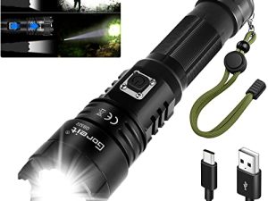 Goreit Flashlights High Lumens قابلة لإعادة الشحن ، 20000 Lumen XHP70.2 LED Flashlight USB Super Bright Flash Lights ، مصابيح يدوية عالية الطاقة للتخييم في حالات الطوارئ ، IP67 مقاوم للماء ، قابل للزووم