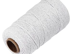 خيوط خيوط قطنية بيضاء للجزار - Ohtomber 328 Feet 2MM Twine للحرف اليدوية ، خيوط الخبازين ، سلسلة جزار الطبخ في المطبخ للحوم والتحميص ، خيوط تغليف الهدايا