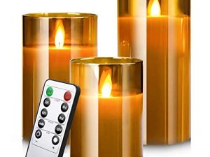 شموع LED عديمة اللهب لديكورات الكريسماس ، مجموعة شموع زجاجية غلود متحركة تعمل بالبطارية مع جهاز تحكم عن بعد لركوب الدراجات ، 4 بوصات ، 5 بوصات ، 6 بوصات ، 3 عبوات