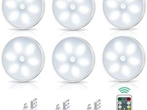 مصابيح خزانة LED مستشعر الحركة مصباح عفريت ، مصابيح USB قابلة لإعادة الشحن تعمل بالبطارية مع جهاز تحكم عن بعد ، قابلة للتعتيم تحت الخزانة ، عصا مغناطيسية لإضاءة غرفة النوم والمطبخ (6 عبوات)