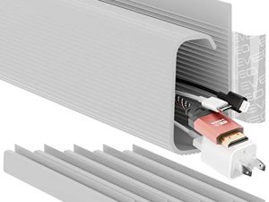 EVEO Cable Management 96 '' J Channel - 6 قطع من غطاء السلك - مسار كابل - إدارة الكابلات تحت المكتب ، شريط لاصق مدمج 24X16 - منظم سلك المكتب سهل التركيب - علبة إدارة الكابلات