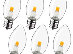 لمبة إضاءة ليلية LED - لمبات C7 E12 LED - لمبات إضاءة الشمعدانات ، 0.6 وات مكافئ 7 وات لمبة ساطعة ، أبيض دافئ 2700 كلفن ، لمبة بديلة لشموع النوافذ والثريات ، 6 عبوات