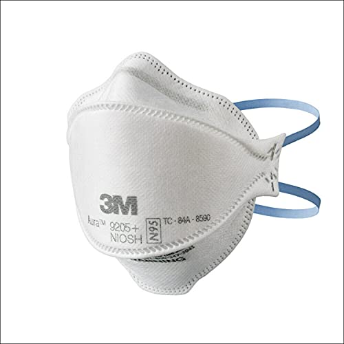 3M Aura Particulate N95 Respirator 9205+ ، تصميم خفيف الوزن وقابل للطي ، بدون صمام ، 20 عبوة 3M Aura Particulate N95 Respirator 9205+ ، تصميم خفيف الوزن وقابل للطي ، بدون صمام ، 20 عبوة