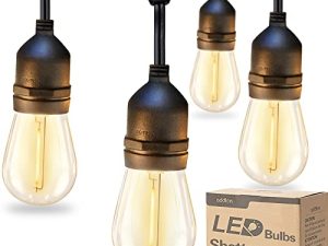 مصابيح خارجية من addlon LED مقاس 48 قدمًا مع لمبات مقاومة للكسر 2W عاكسة للضوء ومقاومة للكسر من الدرجة التجارية - مصابيح زخرفية شديدة التحمل مدرجة في ETL لحديقة الفناء