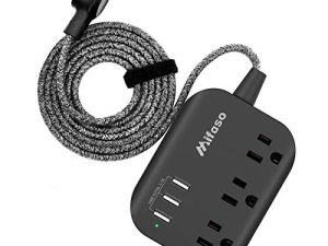 قطاع الطاقة مع USB ، وقابس طاقة مسطح قابل للتركيب مع 3 منافذ USB 3 منافذ USB (Smart 3.1A) ، سلك تمديد مضفر بطول 5 أقدام ، مدمج لسفينة الرحلات ، والسفر ، والمنزل ، والمكتب