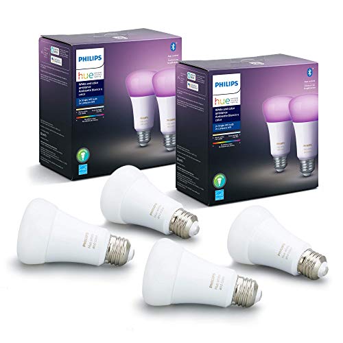 Philips Hue White and Color Ambiance 2-Pack A19 LED لمبة ذكية ، متوافقة مع Bluetooth و Zigbee (Hue Hub اختياري) ، تعمل مع Alexa & Google Assistant - معتمد لجهاز الإنسان Philips Hue White and Color Ambiance 2-Pack A19 LED لمبة ذكية ، متوافقة مع Bluetooth و Zigbee (Hue Hub اختياري) ، تعمل مع Alexa & Google Assistant - معتمد لجهاز الإنسان