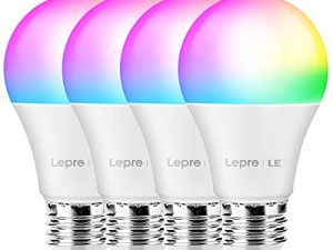 لمبات إضاءة WiFi ذكية ، مصابيح LED لتغيير اللون ، تعمل مع Alexa & Google Assistant ، RGBW 2700K-6500K ، مكافئ 60 وات ، قابل للتعتيم مع التطبيق ، A19 E26 ، لا يوجد محور مطلوب ، 2.4 جيجا هرتز WiFi فقط ، حزمة من 4