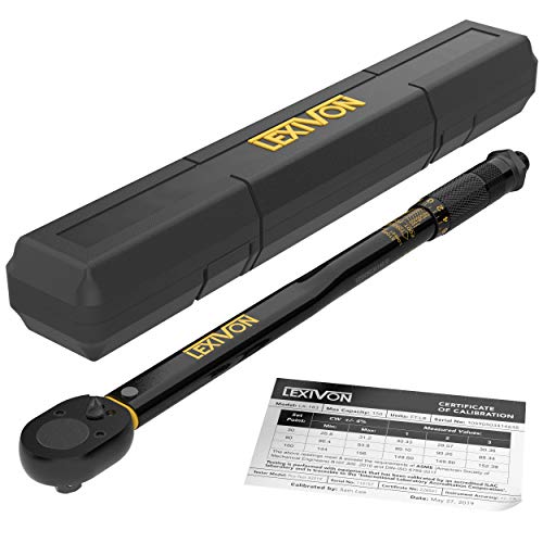 LEXIVON 1/2-Inch Drive Click Torque Wrench 10 ~ 150 Ft-Lb / 13.6 ~ 203.5 Nm (LX-183) LEXIVON 1/2-Inch Drive Click Torque Wrench 10 ~ 150 Ft-Lb / 13.6 ~ 203.5 Nm (LX-183)