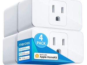Meross Smart Plug Mini ، 15 أمبير وشبكة Wi-Fi موثوقة ، دعم Apple HomeKit ، Siri ، Alexa ، Echo ، مساعد Google و Nest Hub ، التحكم في التطبيق ، المؤقت ، لا حاجة إلى محور ، 2.4G WiFi فقط ، 4 حزم
