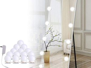 مجموعة شريط إضاءة LED من برايت تاون هوليوود ، مع 14 لمبة إضاءة قابلة للتعتيم لمرآة بطول الجسم بالكامل ومرآة حائط للحمام ، وأضواء مرآة مزودة بمصدر طاقة ، أبيض (بدون مرآة)