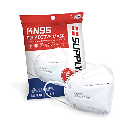 SupplyAID RRS-KN95-5PK KN95 قناع وجه للحماية من الغبار وحبوب اللقاح ومضاد الضباب PM2.5 ، 5 عبوات ، أبيض SupplyAID RRS-KN95-5PK KN95 قناع وجه للحماية من الغبار وحبوب اللقاح ومضاد الضباب PM2.5 ، 5 عبوات ، أبيض