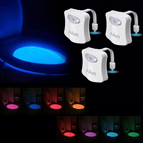 Ailun Toilet Night Light 3 Pack Motion Activated LED Light 8 ألوان تغيير وعاء المرحاض يضيء ضوء الليل لبطارية الحمام غير متضمن مزيج تزيين مثالي مع مصباح صنبور Ailun Toilet Night Light 3 Pack Motion Activated LED Light 8 ألوان تغيير وعاء المرحاض يضيء ضوء الليل لبطارية الحمام غير متضمن مزيج تزيين مثالي مع مصباح صنبور