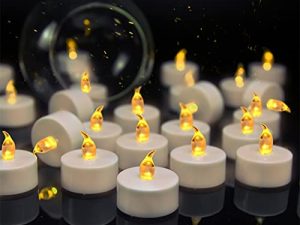 24 قطعة من شموع مصابيح الشاي من فيتور تعمل بالبطارية: مصابيح شاي واقعية وميض عديمة اللهب ، بطارية ثابتة ، مصابيح شاي طويلة الأمد ، زينة شموع مزيفة للحفلات والأفكار الحرفية