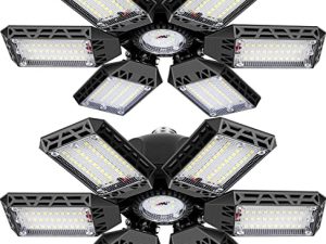 عدد 2 من مصابيح المرآب ، مصباح المرآب LED 160 وات مع 6 + 1 لوحات متعددة المواضع - 16000LM 6500K E26 / E27 أضواء سقف المرآب LED القابلة للتشوه ، مصابيح LED سهلة التركيب للجراج ، ورشة العمل ، خليج الطابق السفلي