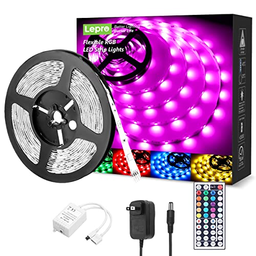 Lepro RGB LED Strip Lights Kit ، شريط إضاءة LED مرن 16.4ft 24V ، 5050 SMD LED ، ضوء حبل متغير اللون مع وحدة تحكم عن بعد ومصدر طاقة 24 فولت للإضاءة الخلفية للتلفزيون ، المنزل ، المطبخ ، غرفة النوم Lepro RGB LED Strip Lights Kit ، شريط إضاءة LED مرن 16.4ft 24V ، 5050 SMD LED ، ضوء حبل متغير اللون مع وحدة تحكم عن بعد ومصدر طاقة 24 فولت للإضاءة الخلفية للتلفزيون ، المنزل ، المطبخ ، غرفة النوم