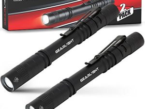 قلم الجيب GearLight S100 LED - مصباحان صغيران ومضغوطان مع مشبك للمساحات الضيقة وتفتيش الشرطة والممرضات والاستخدام الطبي