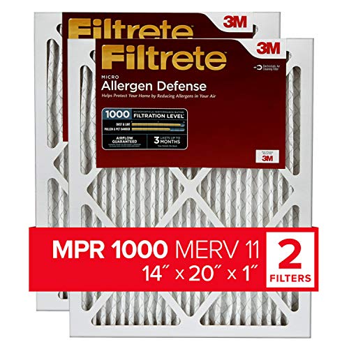 Filtrete 14x20x1 ، فلتر هواء فرن AC ، MPR 1000 ، Micro Allergen Defense ، 2 عبوة (الأبعاد الدقيقة 13.781 × 19.781 × 0.84) Filtrete 14x20x1 ، فلتر هواء فرن AC ، MPR 1000 ، Micro Allergen Defense ، 2 عبوة (الأبعاد الدقيقة 13.781 × 19.781 × 0.84)