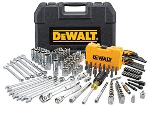 طقم أدوات ميكانيكا DEWALT ومجموعة مقابس ، 142 قطعة ، محرك 1/4 و 3/8 بوصة ، MM / SAE (DWMT73802)