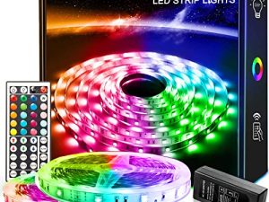 مصابيح LED 65.6ft من dalattin لغرفة النوم أضواء شريطية ليد متغيرة اللون مع 44 مفتاح عن بعد ، 2 لفات 32.8 قدم