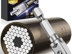 Universal Socket Tool هدايا للرجال - مجموعة مآخذ قبضة فائقة مع محول مثقاب لتخزين الكريسماس هدايا عيد الميلاد للأب الزوج والنساء له والد صديقه أدوات رائعة يدوية (7-19 مم)