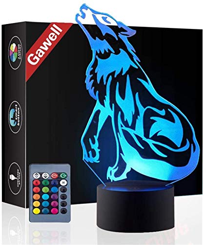 Wolf 3D Birthday Gift Illusion Night Light بجانب مصباح الطاولة ، Gawell 16 لونًا متغيرًا لمصابيح التزيين بمفتاح اللمس مع قاعدة أكريليك مسطحة و ABS وكابل USB وجهاز تحكم عن بعد Wolf Lover Theme Toy Wolf 3D Birthday Gift Illusion Night Light بجانب مصباح الطاولة ، Gawell 16 لونًا متغيرًا لمصابيح التزيين بمفتاح اللمس مع قاعدة أكريليك مسطحة و ABS وكابل USB وجهاز تحكم عن بعد Wolf Lover Theme Toy