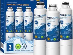 Pureline DA29-00020B فلتر مياه بديل للثلاجة Samsung ، HAF-CIN / EXP ، RF263BEAESR فلتر مياه ، Samsung RS25J500DSR ، RF28HMEDBSR ، RF263BEAESG فلتر مياه ، RF4267HARS ، RF28HFEDBSR - 3 عبوات