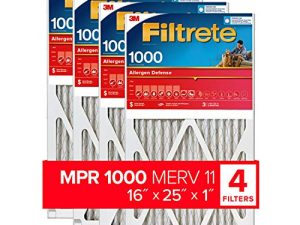 Filtrete 16x25x1 ، AC Furnace Air Filter ، MPR 1000 ، Micro Allergen Defense ، 4 عبوات (الأبعاد الدقيقة 15.69 × 24.69 × 0.81)