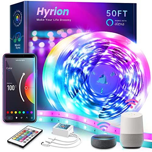 شرائط إضاءة LED ذكية من hyrion ، مصباح LED لشبكة WiFi بطول 50 قدمًا ، تغيير لون الصوت المنشط مع Alexa و Google ، مزامنة الموسيقى مع أضواء شريط LED لغرفة النوم وغرفة المعيشة ، ديكور المنزل (2 لفات من 25 قدمًا) شرائط إضاءة LED ذكية من hyrion ، مصباح LED لشبكة WiFi بطول 50 قدمًا ، تغيير لون الصوت المنشط مع Alexa و Google ، مزامنة الموسيقى مع أضواء شريط LED لغرفة النوم وغرفة المعيشة ، ديكور المنزل (2 لفات من 25 قدمًا)