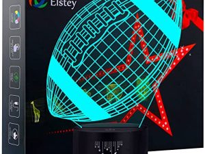 مصباح إضاءة ليلي للوهم البصري ثلاثي الأبعاد لكرة القدم ، مفتاح Elstey 7 متغير اللون يعمل باللمس ، قاعدة أكريليك مسطحة و ABS ومصابيح تزيين كابل USB لهدايا الكريسماس