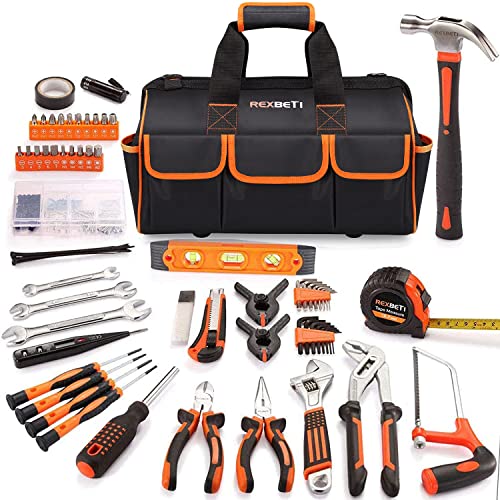 REXBETI 219-Piece Premium Tool Kit مع حقيبة أدوات 16 بوصة ، مجموعة أدوات إصلاح المنزل الفولاذية ، حقيبة أدوات كبيرة لفتح الفم مع 19 جيوب REXBETI 219-Piece Premium Tool Kit مع حقيبة أدوات 16 بوصة ، مجموعة أدوات إصلاح المنزل الفولاذية ، حقيبة أدوات كبيرة لفتح الفم مع 19 جيوب