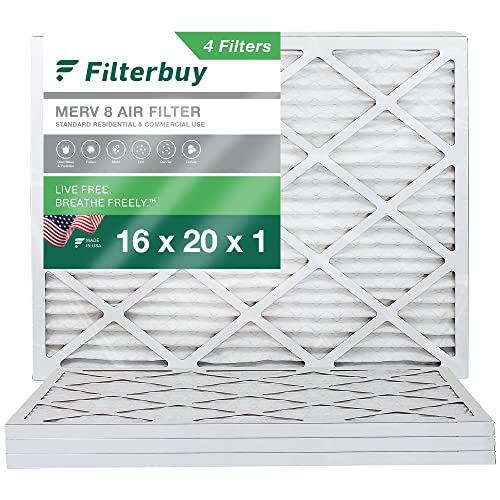 Filterbuy 16x20x1 Air Filter MERV 8 Dust Defense (4-Pack) ، مطوي HVAC AC الفرن استبدال فلاتر الهواء (الحجم الفعلي: 15.50 × 19.50 × 0.75 بوصة) Filterbuy 16x20x1 Air Filter MERV 8 Dust Defense (4-Pack) ، مطوي HVAC AC الفرن استبدال فلاتر الهواء (الحجم الفعلي: 15.50 × 19.50 × 0.75 بوصة)