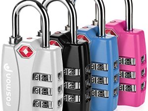 أقفال الأمتعة المعتمدة من Fosmon TSA ، (4 عبوات) مؤشر تنبيه مفتوح مكون من 3 أرقام مع هيكل من السبائك لحقيبة السفر ، حقيبة البدلة ، الخزائن ، صالة الألعاب الرياضية ، أقفال الدراجة - أسود ، أزرق ، وردي ، فضي