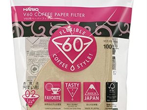 فلاتر القهوة الورقية Hario V60 ذات الاستخدام الفردي للصب فوق فلاتر المخروط مقاس 02 ، طبيعي ، عدد 100