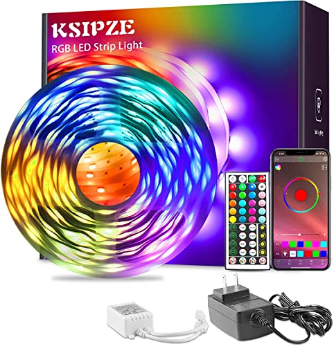 KSIPZE 50ft أضواء شريط ليد RGB تغيير لون مزامنة الموسيقى ، أضواء بلوتوث ليد مع التحكم في التطبيق الذكي عن بعد ، أضواء LED لغرفة النوم إضاءة ديكور المنزل المرن KSIPZE 50ft أضواء شريط ليد RGB تغيير لون مزامنة الموسيقى ، أضواء بلوتوث ليد مع التحكم في التطبيق الذكي عن بعد ، أضواء LED لغرفة النوم إضاءة ديكور المنزل المرن