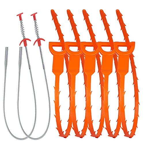 7 عبوات من OneHERE Hair Drain Clog Remover Tool، 20 Inch Hair Drain Clog Remover Cleaning Tools، 24 Inch Drain Cleaner، Tools for Drain Cleaner for Kitchen Sink، Bathroom Tub، Sewer، Toilet 7 عبوات من OneHERE Hair Drain Clog Remover Tool، 20 Inch Hair Drain Clog Remover Cleaning Tools، 24 Inch Drain Cleaner، Tools for Drain Cleaner for Kitchen Sink، Bathroom Tub، Sewer، Toilet