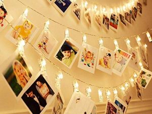 Dopheuor Photo Clip String Lights LED تعمل بالبطارية Starry Fairy Copper String Lights مع مشابك بيضاء دافئة للصور غرفة النوم جدار الفناء هالوين عيد الشكر حفلة عيد الميلاد ديكور الزفاف