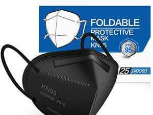 WWDOLL KN95 قناع الوجه 25 عبوة ، 5 طبقات من أقنعة KN95 للتنفس ، أسود