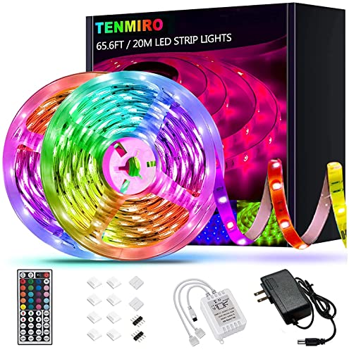 شريط إضاءة LED 65.6 قدم من Tenmiro ، مجموعة شرائط إضاءة LED متغيرة الألوان RGB 5050 فائقة الطول مع 44 مفتاحًا لمصابيح الأشعة تحت الحمراء للتحكم عن بعد لغرفة النوم والمطبخ والديكور المنزلي شريط إضاءة LED 65.6 قدم من Tenmiro ، مجموعة شرائط إضاءة LED متغيرة الألوان RGB 5050 فائقة الطول مع 44 مفتاحًا لمصابيح الأشعة تحت الحمراء للتحكم عن بعد لغرفة النوم والمطبخ والديكور المنزلي