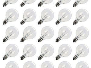 G40 استبدال لمبات الإضاءة 5W Clear Globe Bulb يناسب مآخذ قاعدة لولبية لشمعدانات E12 C7 ، لمبات إضاءة قابلة للتعتيم 1.5 بوصة لتزيين الفناء الداخلي والخارجي ، عبوة من 25
