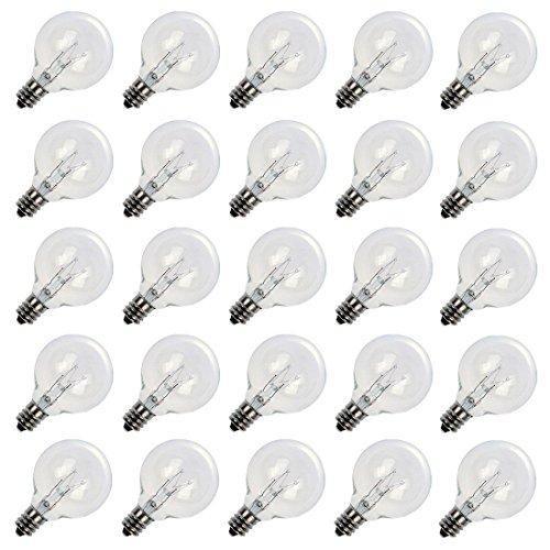 G40 استبدال لمبات الإضاءة 5W Clear Globe Bulb يناسب مآخذ قاعدة لولبية لشمعدانات E12 C7 ، لمبات إضاءة قابلة للتعتيم 1.5 بوصة لتزيين الفناء الداخلي والخارجي ، عبوة من 25 G40 استبدال لمبات الإضاءة 5W Clear Globe Bulb يناسب مآخذ قاعدة لولبية لشمعدانات E12 C7 ، لمبات إضاءة قابلة للتعتيم 1.5 بوصة لتزيين الفناء الداخلي والخارجي ، عبوة من 25