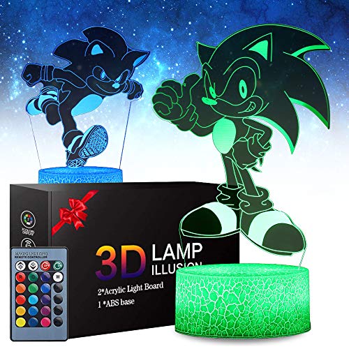 FLOWDUCK 2 Patterns 3D Illusion Lamp - Anime Toys LED Night Light for Kids Room Decor، 16 Color Change with Remote Timer، Boys Girls Birthday FLOWDUCK 2 Patterns 3D Illusion Lamp - Anime Toys LED Night Light for Kids Room Decor، 16 Color Change with Remote Timer، Boys Girls Birthday