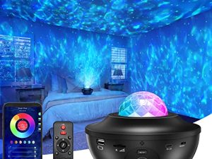 جهاز عرض Star Projector Galaxy Night Light ، مع جهاز تحكم عن بعد ومكبر صوت للموسيقى ، وتحكم صوتي ومؤقت ، وجهاز عرض ضوئي مرصع بالنجوم للأطفال الرضع والأطفال البالغين / الديكور / عيد الميلاد / الحفلة