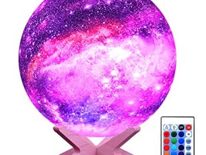 HYODREAM 3D Moon Lamp Kids Night Light Galaxy Lamp 16 Colors LED Light with Rechargeable Battery Touch & Remote Control كهدايا عيد ميلاد للأولاد / الفتيات / الأطفال