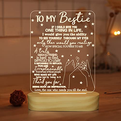 To My Bestie Gifts ، مصباح وهمي ثلاثي الأبعاد I Love You Friends Night Light لأفضل صديق شقيقة للأولاد والفتيات والنساء BFF ، هدية صداقة لأعياد الميلاد ، مصباح طاولة خشبي LED بألوان بيضاء دافئة وناعمة To My Bestie Gifts ، مصباح وهمي ثلاثي الأبعاد I Love You Friends Night Light لأفضل صديق شقيقة للأولاد والفتيات والنساء BFF ، هدية صداقة لأعياد الميلاد ، مصباح طاولة خشبي LED بألوان بيضاء دافئة وناعمة