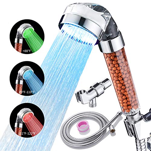 رأس دش Cobbe LED متغير اللون ، رشاش موفر للمياه مزود بخرطوم وقاعدة للبشرة الجافة والشعر مع رؤوس دش يتم التحكم في درجة حرارتها رأس دش Cobbe LED متغير اللون ، رشاش موفر للمياه مزود بخرطوم وقاعدة للبشرة الجافة والشعر مع رؤوس دش يتم التحكم في درجة حرارتها
