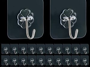 خطافات لاصقة ، 32 عبوة 33 رطل (كحد أقصى) خطافات لاصقة ، خطافات لاصقة قابلة للإزالة شفافة قابلة لإعادة الاستخدام للتعليق ، يمكن استخدام خطافات الحائط للتعليق في المطبخ والحمام دش تحسين المنزل في الهواء الطلق