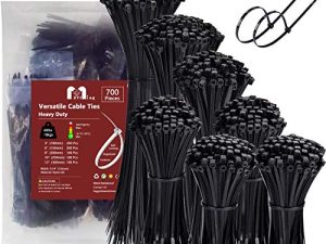 روابط زيب بأحجام متنوعة 700 حزمة 4 + 6 + 8 + 10 + 12 بوصة روابط كبل شديدة التحمل 40 رطلاً من الأسلاك البلاستيكية روابط مقاومة للأشعة فوق البنفسجية زيبس أسود صغير بسحاب يلتف مجموعة متنوعة لإدارة الحبل للمنزل والمكتب والبستنة