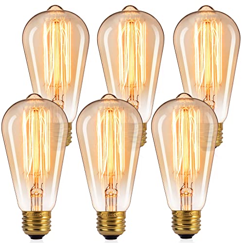 لمبات إديسون الكهربائية ، 6 قطع عتيقة 60 وات لمبات الإضاءة المتوهجة E26 Base Dimmable Decorative Antique Fil Lamps 252 Lumens ، Amber Warm لمبات إديسون الكهربائية ، 6 قطع عتيقة 60 وات لمبات الإضاءة المتوهجة E26 Base Dimmable Decorative Antique Fil Lamps 252 Lumens ، Amber Warm